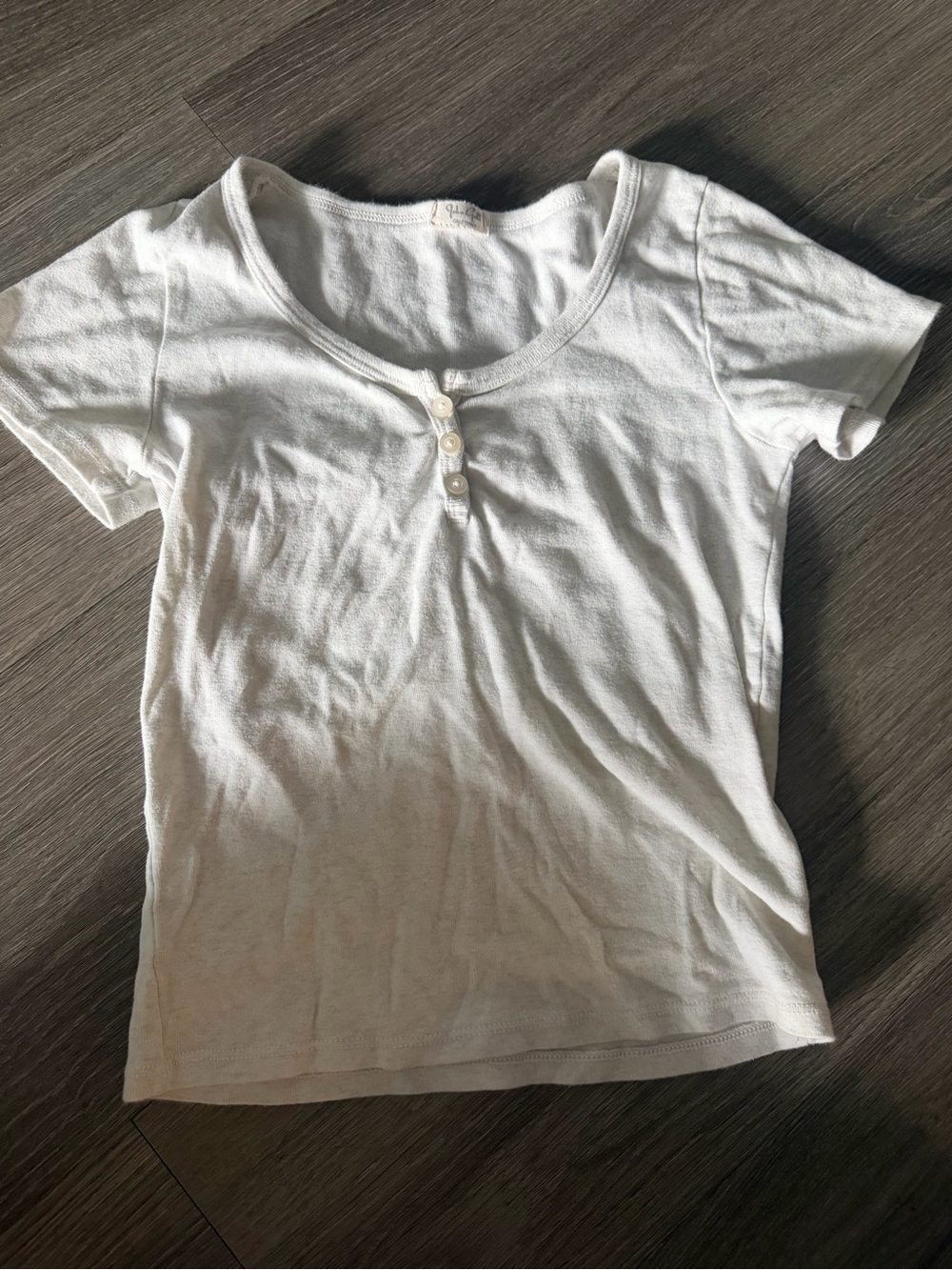 Brandy Melville White Short Sleeve Henley Tee